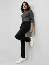 Women Emma Jeans Slim Fit Jet Black Mid Rise