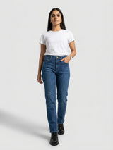 Women Emma Jeans Slim Fit Mid Blue High Rise