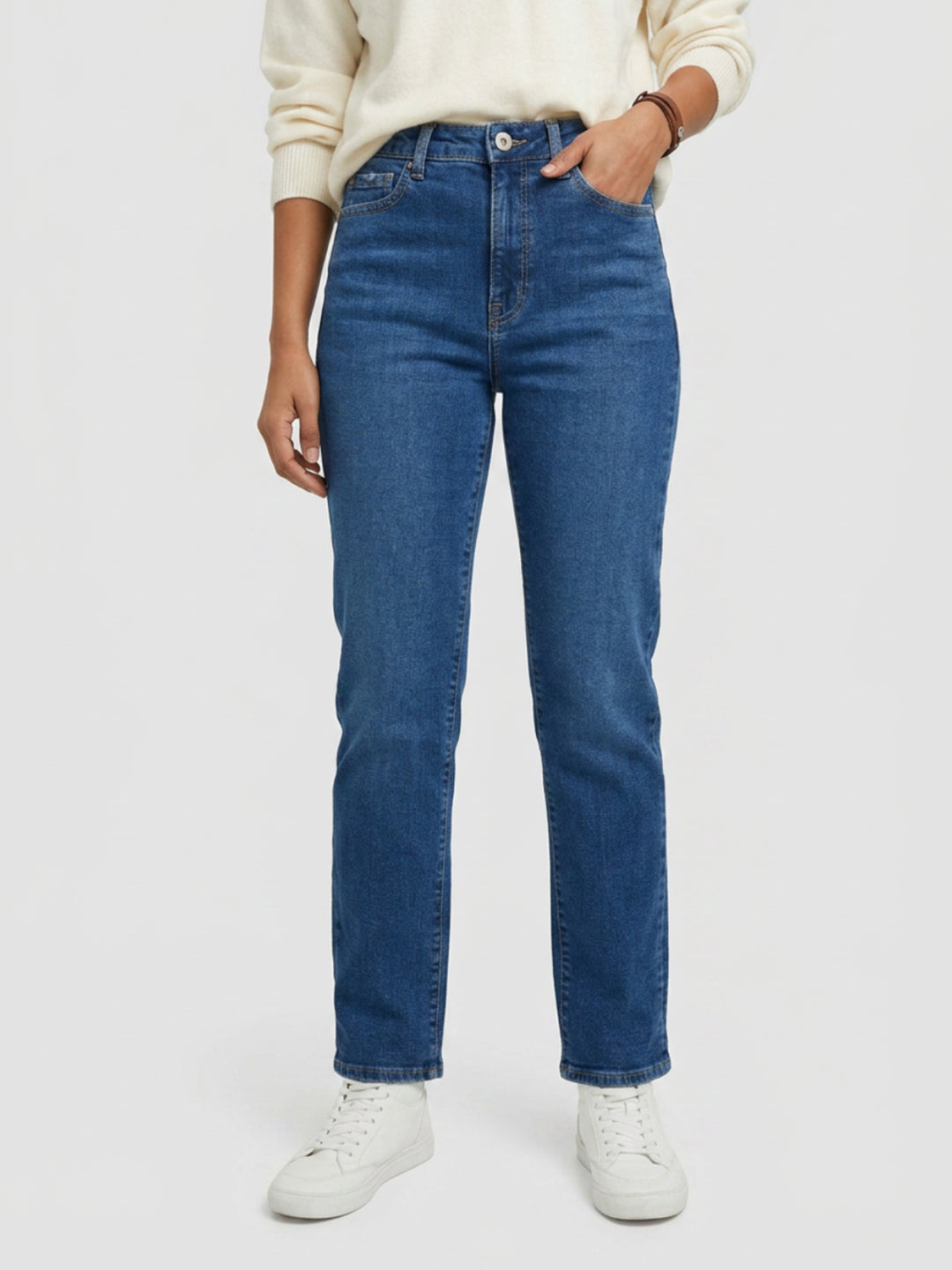 Women Emma Jeans Slim Fit Mid Blue High Rise