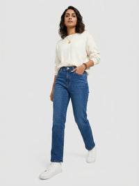 Women Emma Jeans Slim Fit Mid Blue High Rise