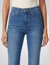 Women Flare Fit Jeans Flare Leg Mid Blue Mid Rise