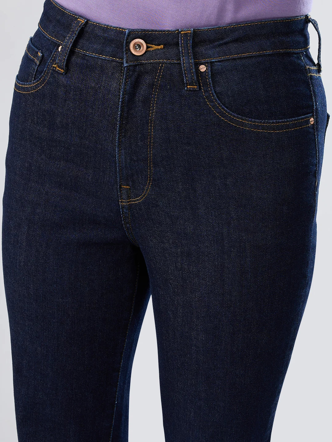 Women Flare Fit Jeans Flare Leg Blue Mid Rise