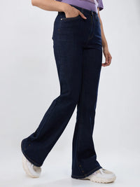 Women Flare Fit Jeans Flare Leg Blue Mid Rise