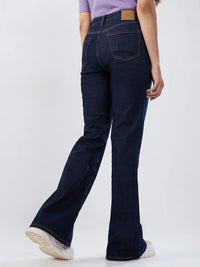 Women Flare Fit Jeans Flare Leg Blue Mid Rise