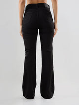 Women Flare Fit Jeans Flare Leg Jet Black Mid Rise