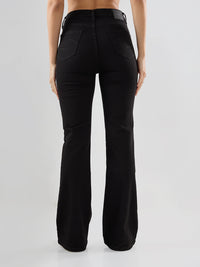 Women Flare Fit Jeans Flare Leg Jet Black Mid Rise