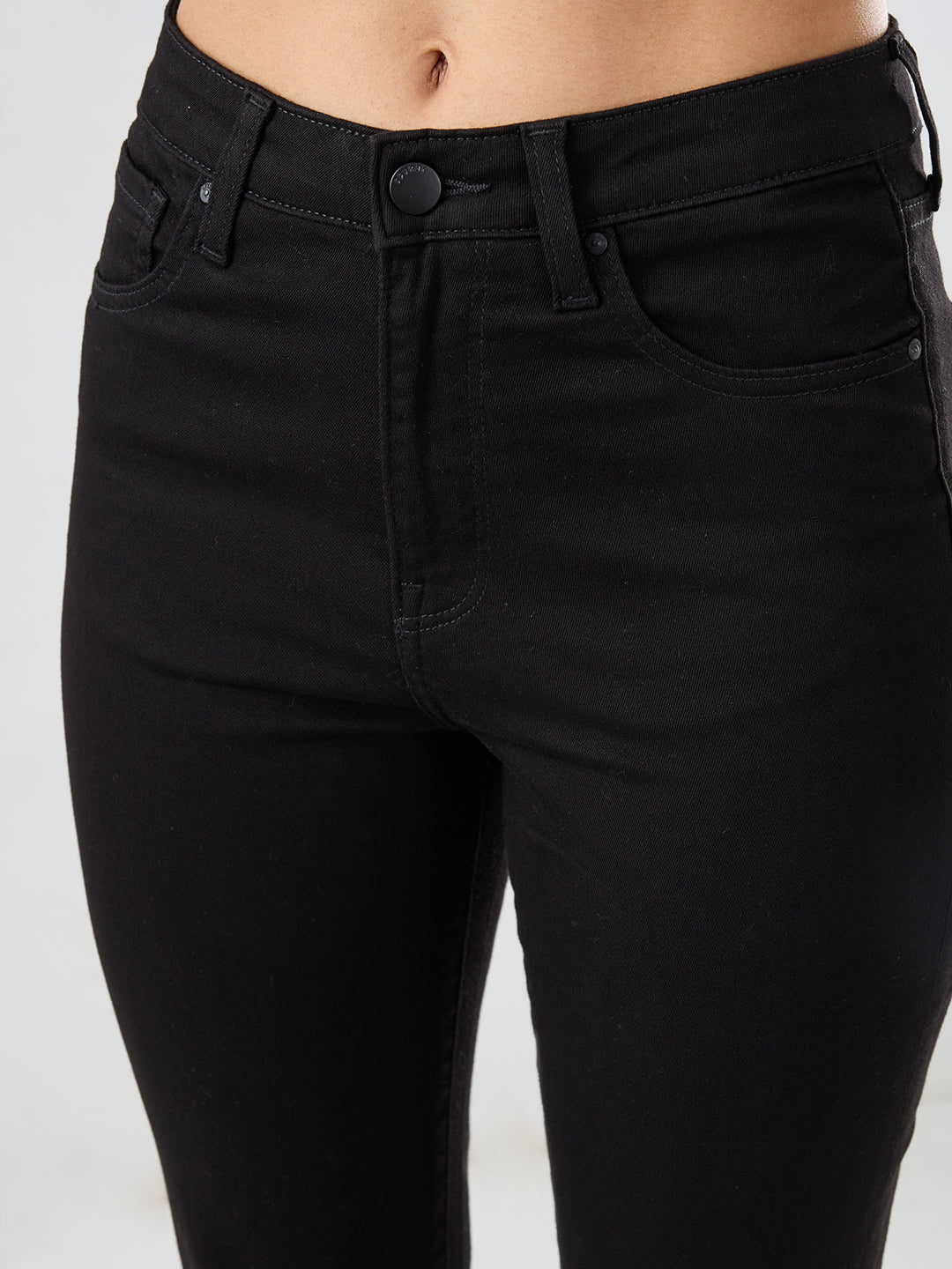 Women Flare Fit Jeans Flare Leg Jet Black Mid Rise
