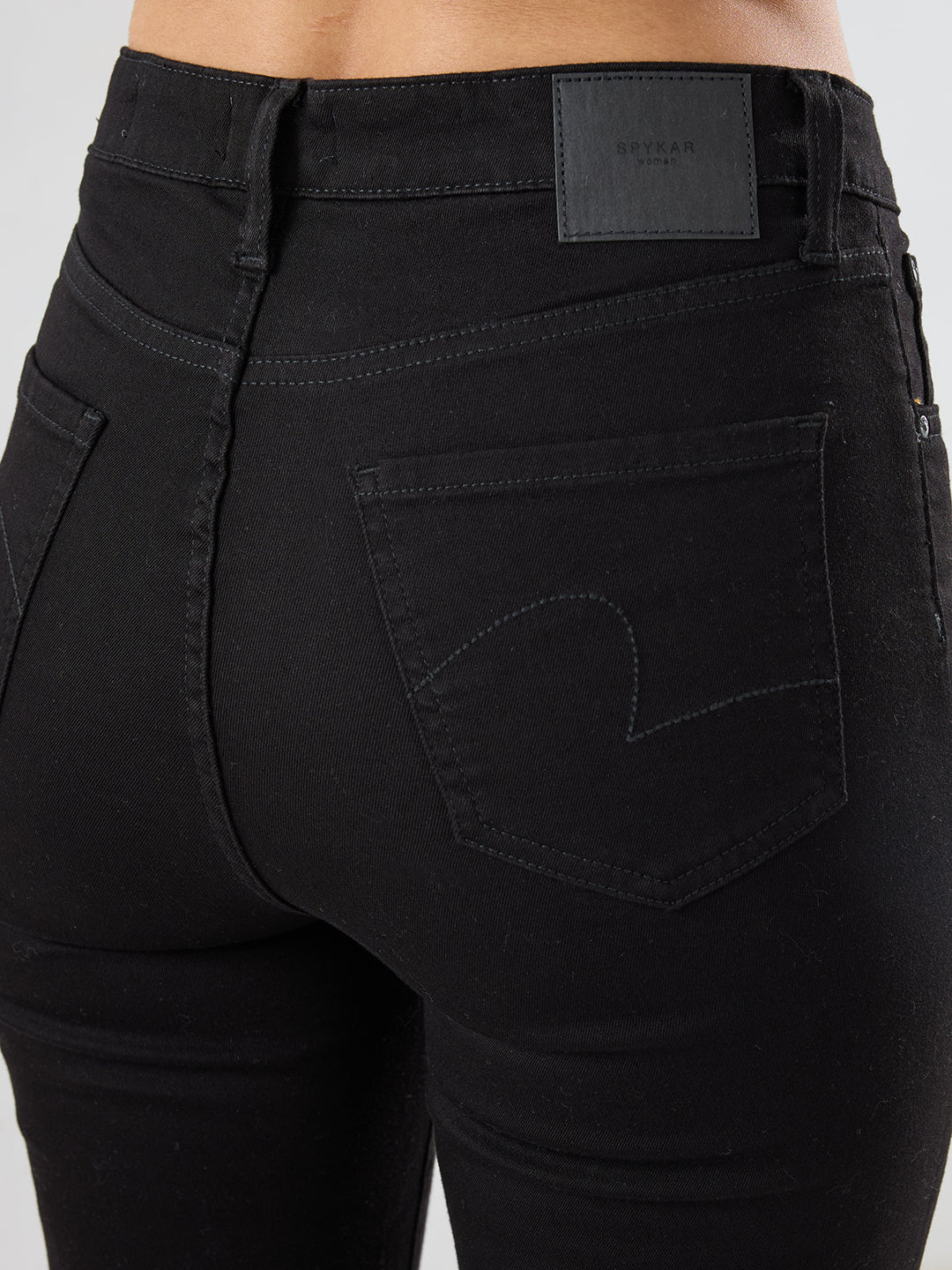 Women Flare Fit Jeans Flare Leg Jet Black Mid Rise