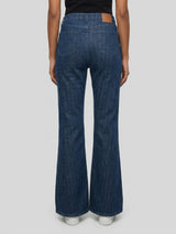 Women Flare Fit Jeans Flare Leg Dark Blue High Rise