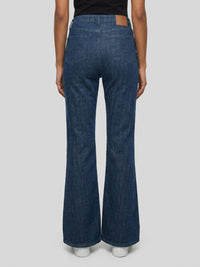 Women Flare Fit Jeans Flare Leg Dark Blue High Rise