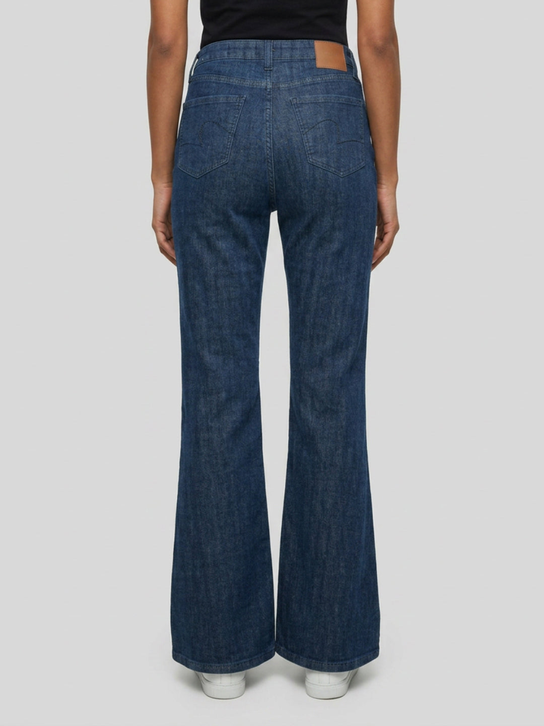 Women Flare Fit Jeans Flare Leg Dark Blue High Rise
