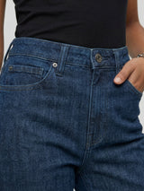 Women Flare Fit Jeans Flare Leg Dark Blue High Rise