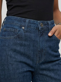 Women Flare Fit Jeans Flare Leg Dark Blue High Rise