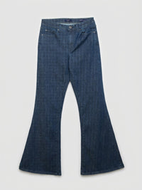 Women Flare Fit Jeans Flare Leg Dark Blue High Rise