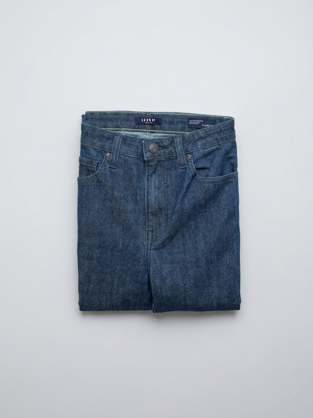 Women Flare Fit Jeans Flare Leg Dark Blue High Rise