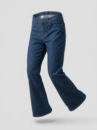 Women Flare Fit Jeans Flare Leg Dark Blue High Rise