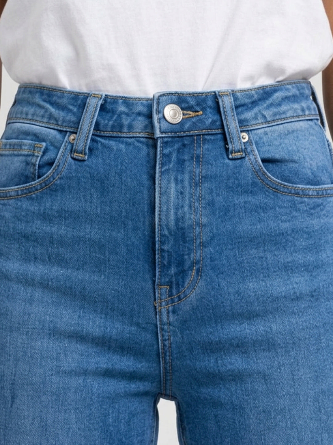 Women Flare Fit Jeans Flare Leg Mid Blue High Rise