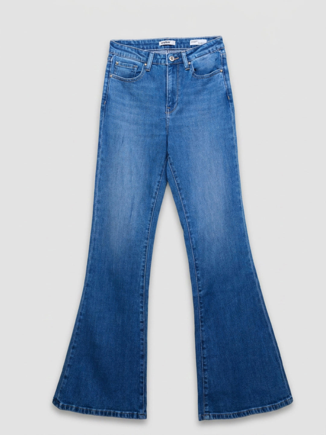 Women Flare Fit Jeans Flare Leg Mid Blue High Rise