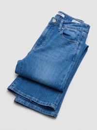 Women Flare Fit Jeans Flare Leg Mid Blue High Rise