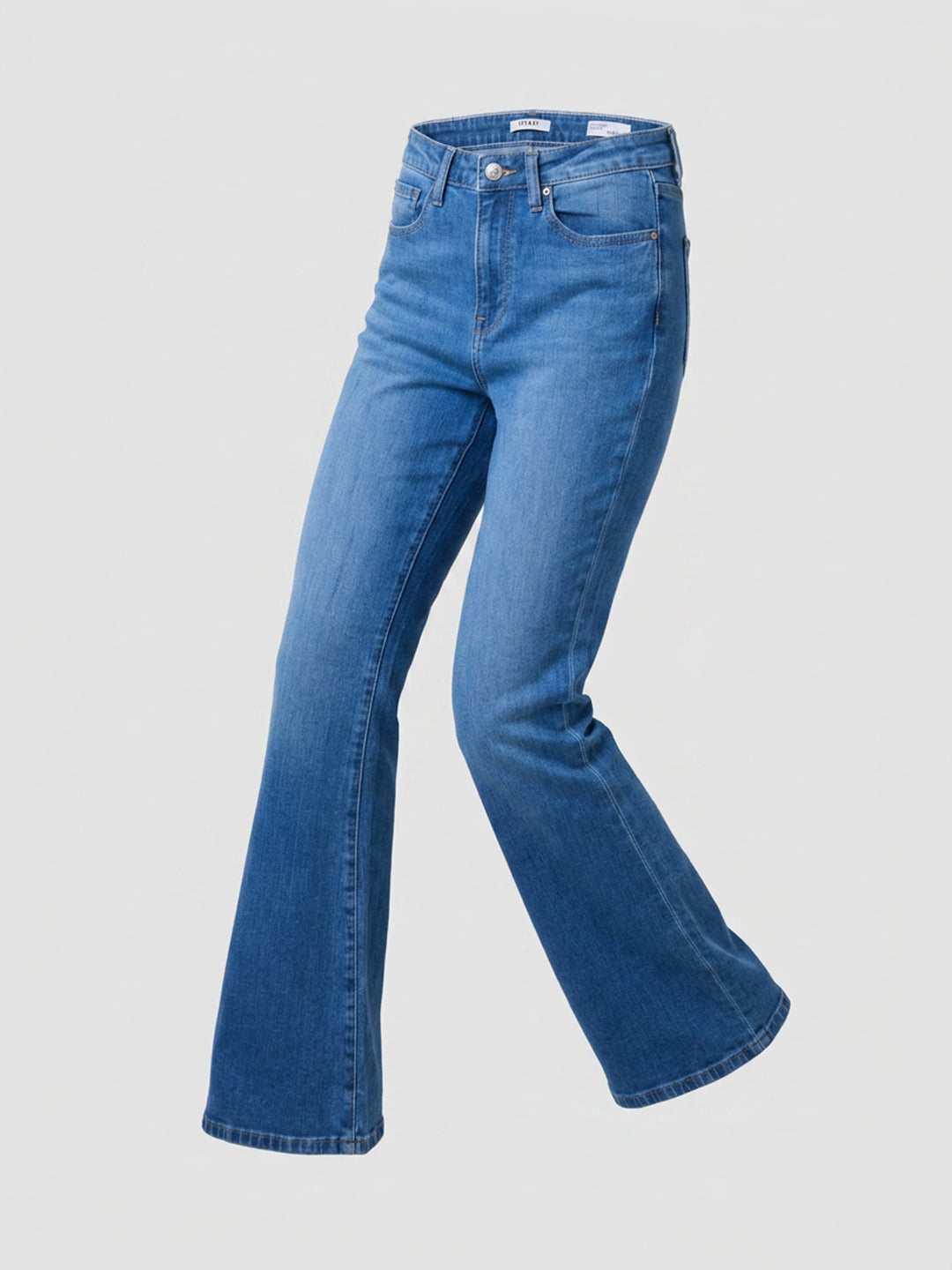 Women Flare Fit Jeans Flare Leg Mid Blue High Rise