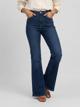 Women Flare Fit Jeans Flare Leg Dark Blue High Rise
