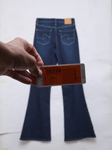 Women Flare Fit Jeans Flare Leg Dark Blue High Rise