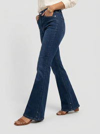 Women Flare Fit Jeans Flare Leg Dark Blue High Rise