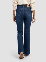 Women Flare Fit Jeans Flare Leg Dark Blue High Rise
