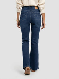 Women Flare Fit Jeans Flare Leg Dark Blue High Rise