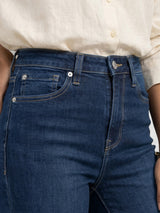 Women Flare Fit Jeans Flare Leg Dark Blue High Rise