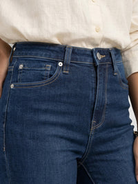 Women Flare Fit Jeans Flare Leg Dark Blue High Rise