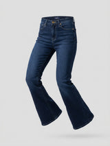 Women Flare Fit Jeans Flare Leg Dark Blue High Rise