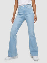 Women Flare Fit Jeans Flare Leg Light Blue High Rise
