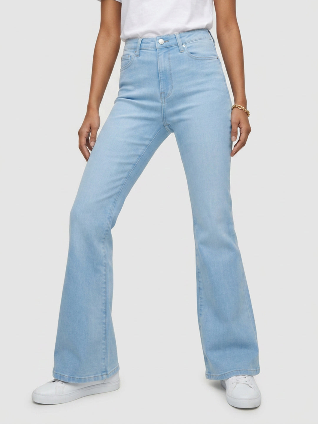 Women Flare Fit Jeans Flare Leg Light Blue High Rise