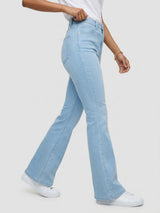 Women Flare Fit Jeans Flare Leg Light Blue High Rise