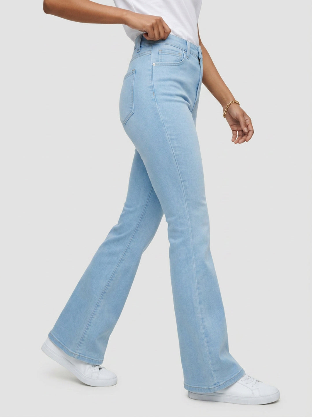 Women Flare Fit Jeans Flare Leg Light Blue High Rise