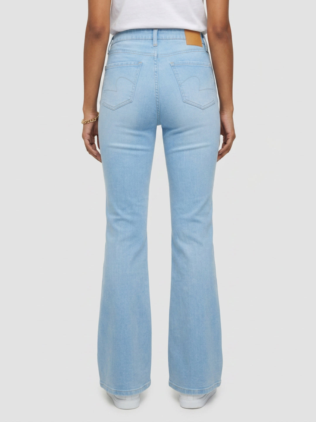 Women Flare Fit Jeans Flare Leg Light Blue High Rise