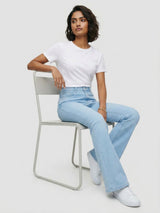 Women Flare Fit Jeans Flare Leg Light Blue High Rise
