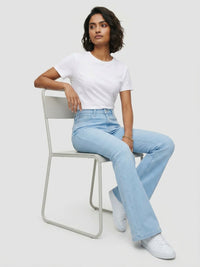 Women Flare Fit Jeans Flare Leg Light Blue High Rise
