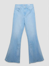 Women Flare Fit Jeans Flare Leg Light Blue High Rise