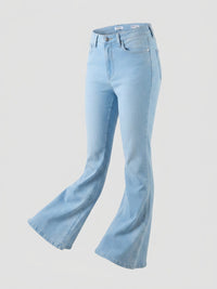 Women Flare Fit Jeans Flare Leg Light Blue High Rise
