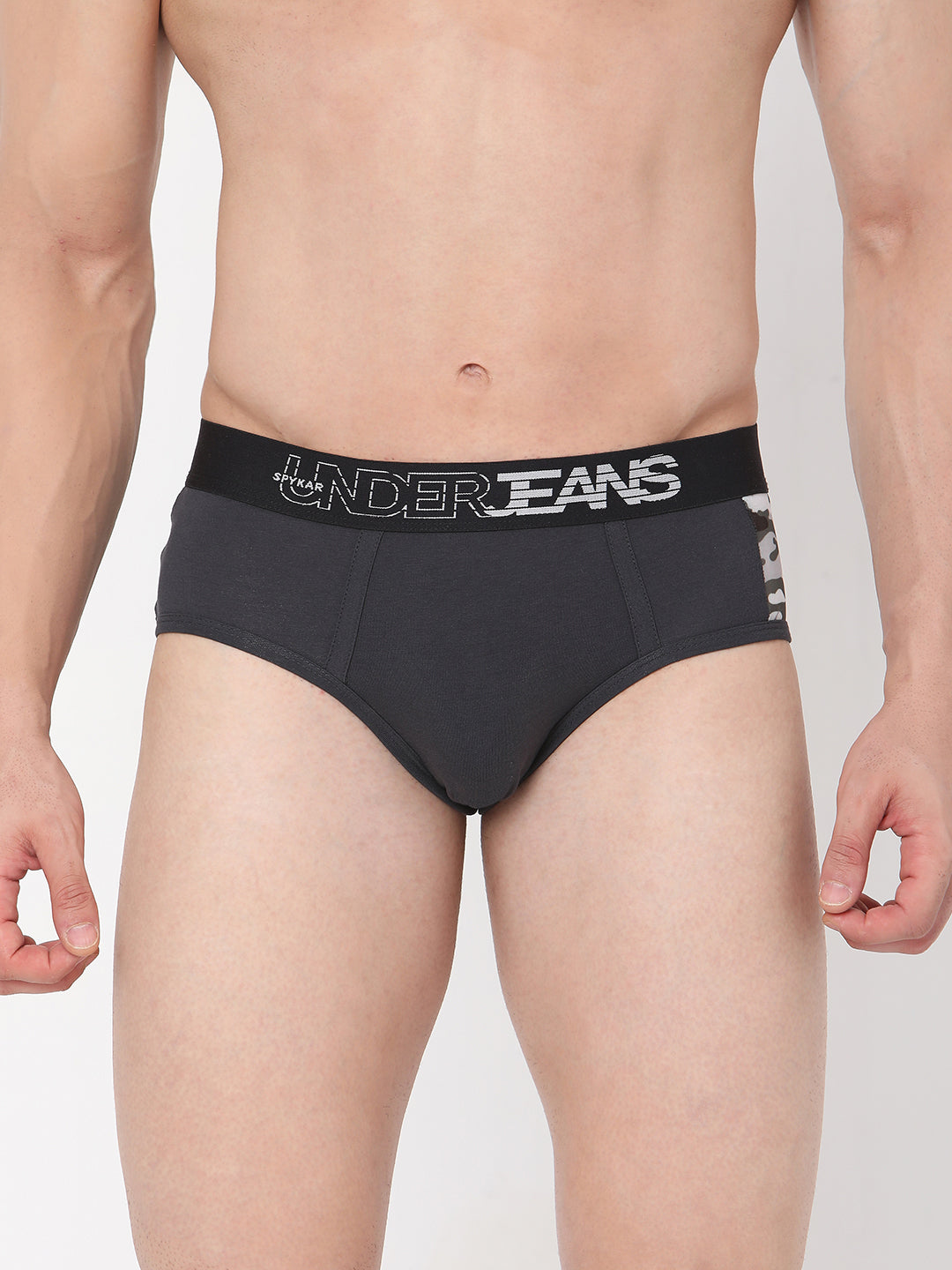 Underjeans By Spykar Men Premium Cotton Blend Grey Brief