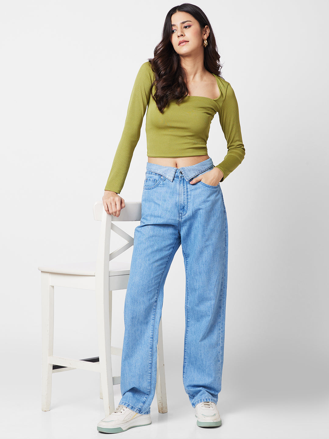 Spykar Women Clean Look Straight Fit High-Rise Stretchable Jeans