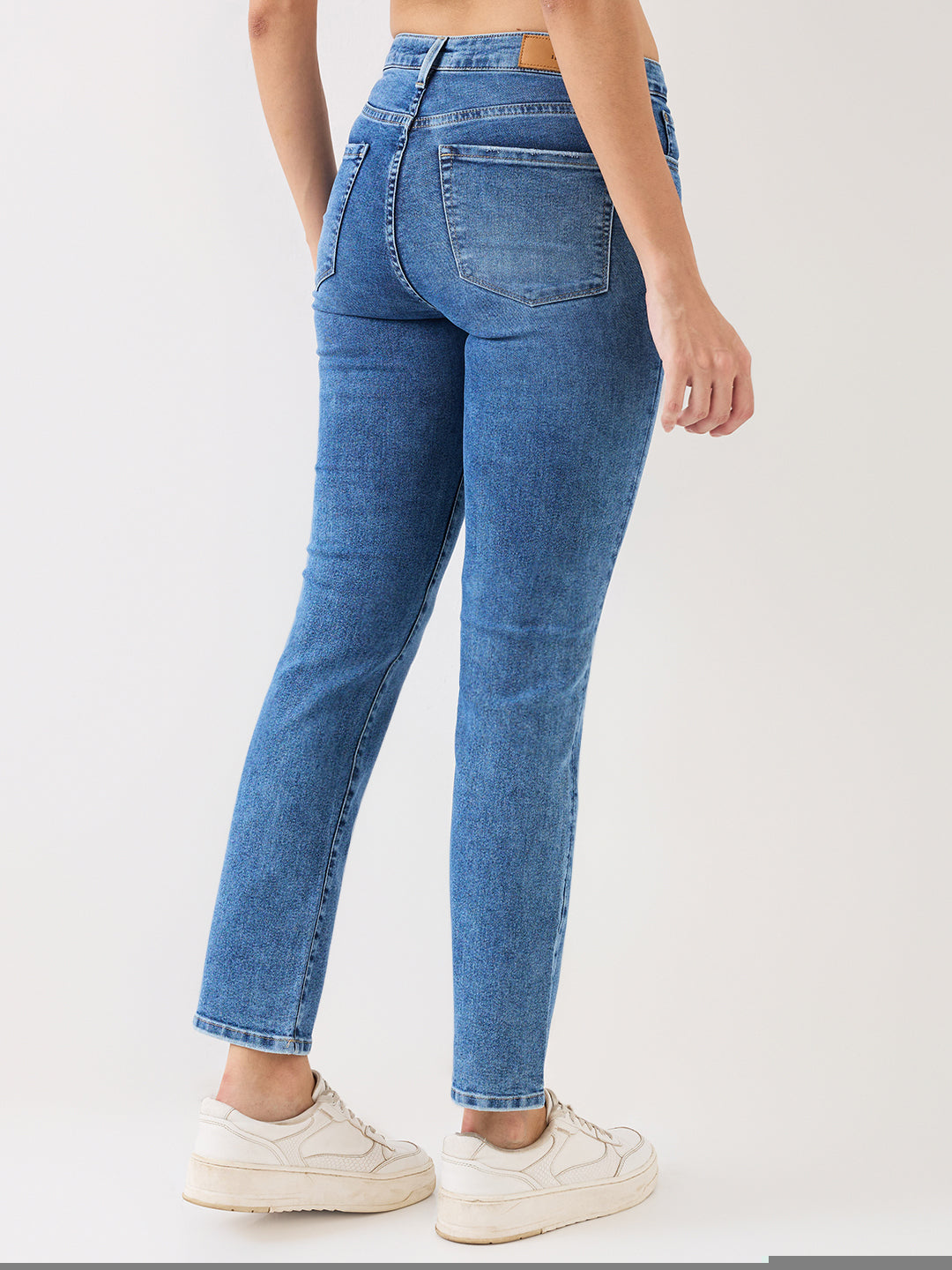 Spykar Light Blue Mid Rise Slim Straight Fit Casual Jeans For Women