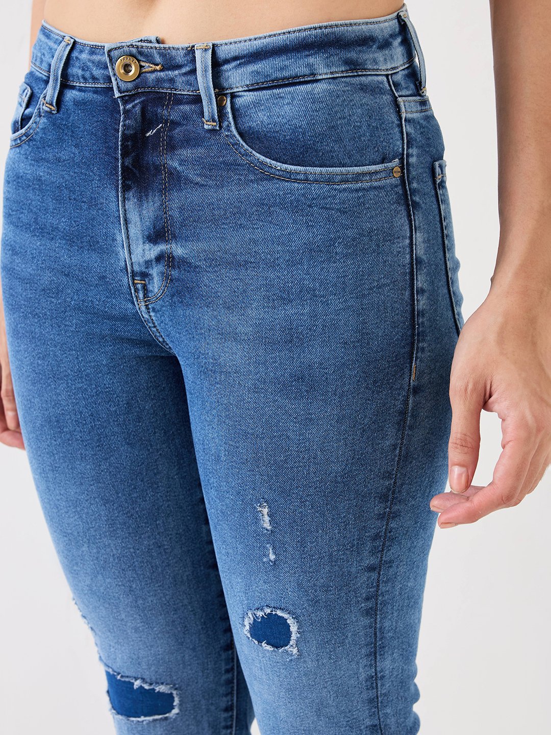 Spykar Light Blue Mid Rise Slim Straight Fit Casual Jeans For Women