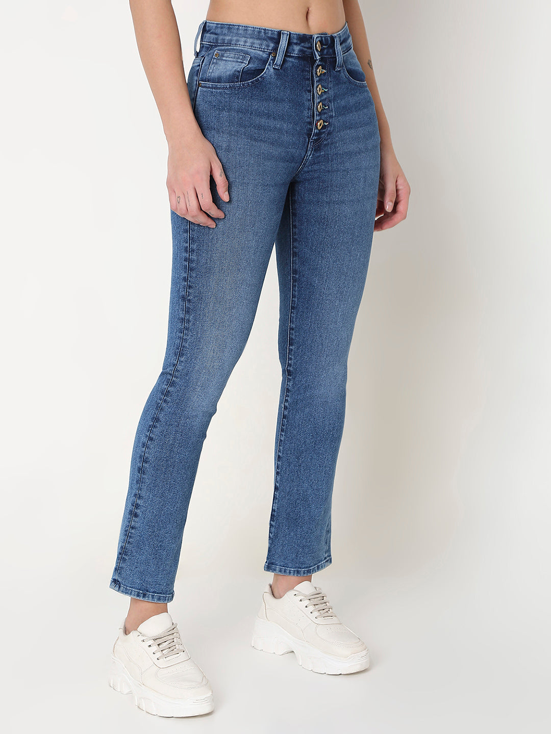 Spykar Women Mid Blue Faded Look Mid Rise Jeans