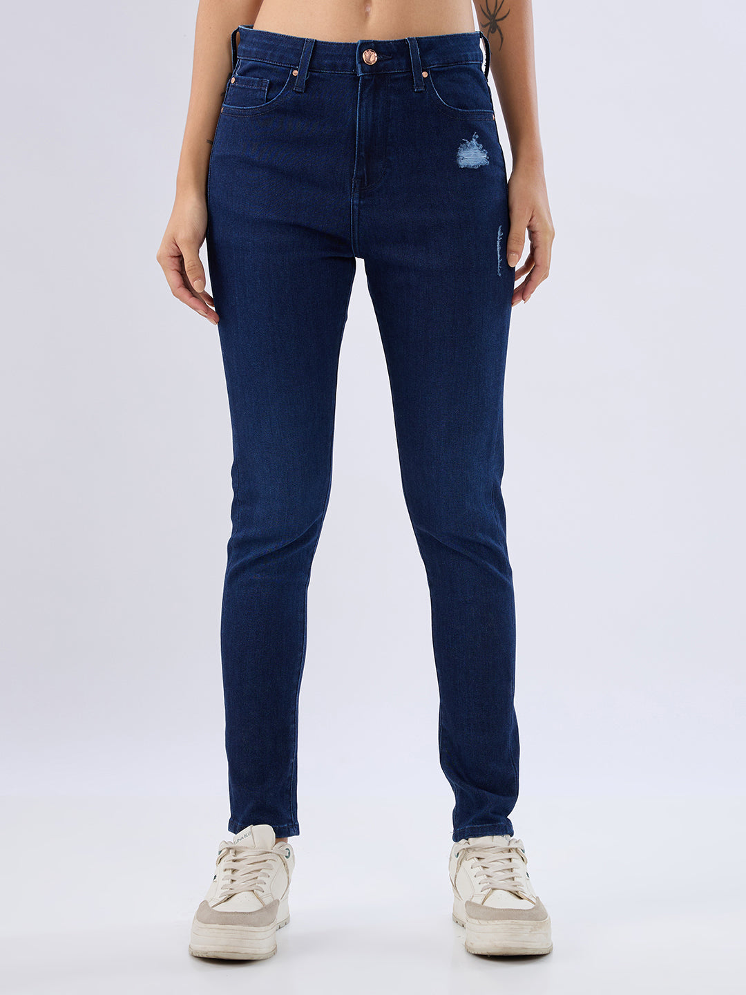Spykar Raw Blue High Rise Super Skinny Fit Jeans For Womens