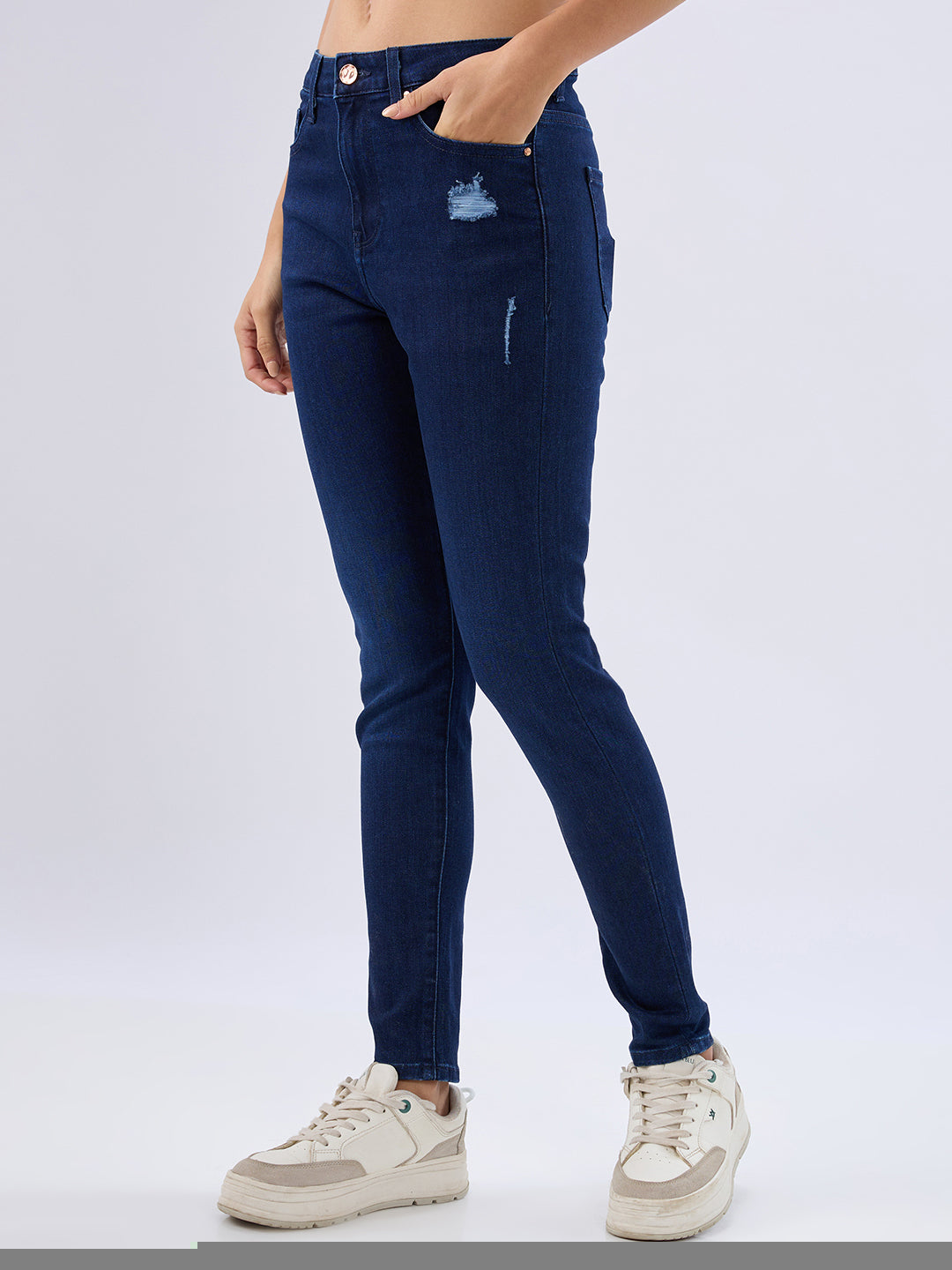 Spykar Raw Blue High Rise Super Skinny Fit Jeans For Womens