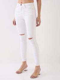 Women Jeans Super Skinny Fit White High Rise