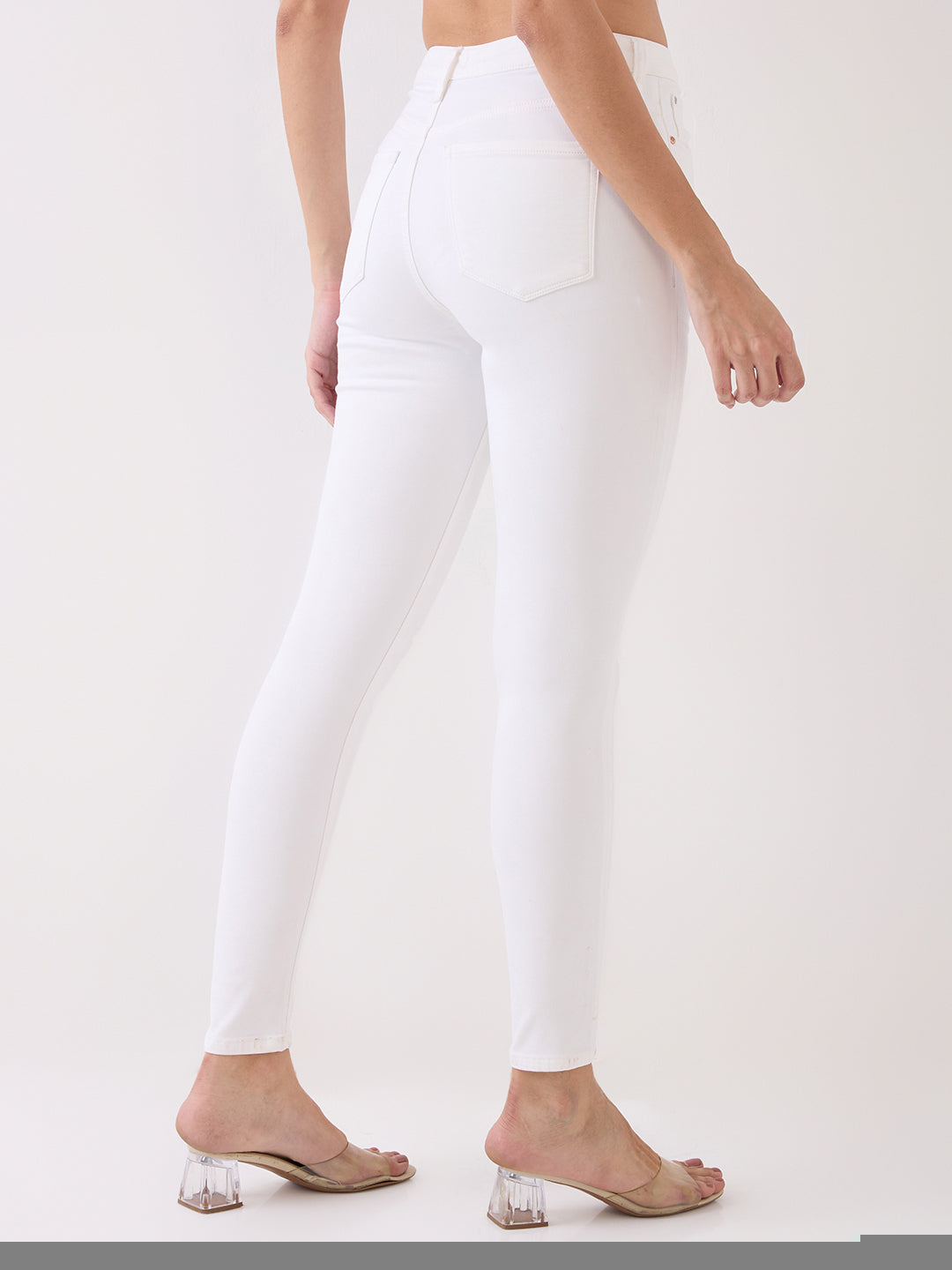 Spykar White High Rise Super Skinny Fit Casual Jeans For Women
